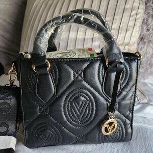 Valentino Orlandi Quilted Black small Tote, detachable strap, NWT